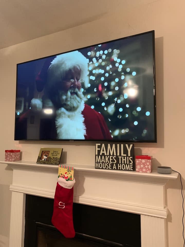 Living Room TV Installation Above Fireplace